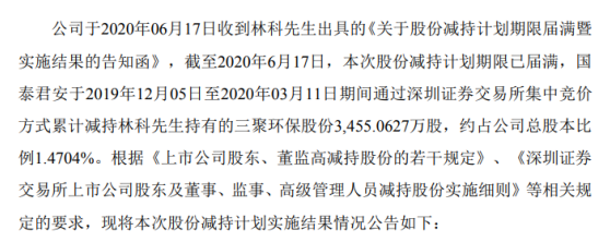 三聚环保股东拟减持公司股份3455.06万股