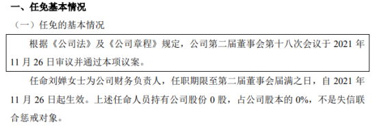 方图智能任命刘婵为公司财务负责人  不持有方图智能股份