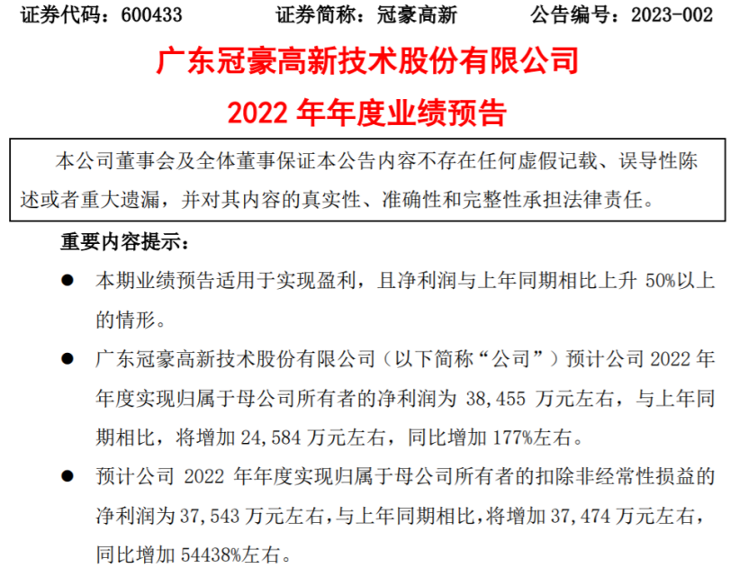 冠豪高新2022年预计净利385亿同比增加177出口业务同比大幅增长