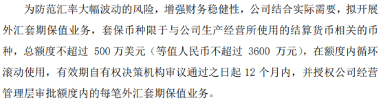 山東博麗擬開展外匯套期保值業務總額度不超過500萬美元